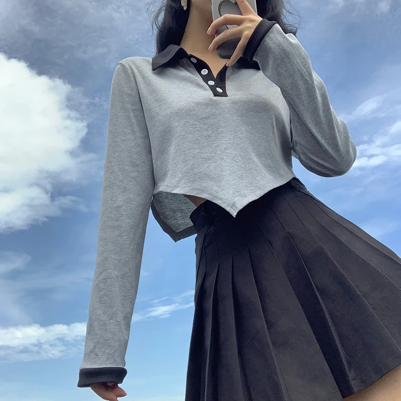 Lapel Loose and Irregular Korean Fashion Seven-point T-shirt Women Autumn Long-sleeved Ladies Basic Cotton Streetwear T-shirt
Lapel Loose and Irregular Korean Fashion Seven-point T-shirt Women Autumn Long-sleeved Ladies Basic Cotton Streetwear T-shirt