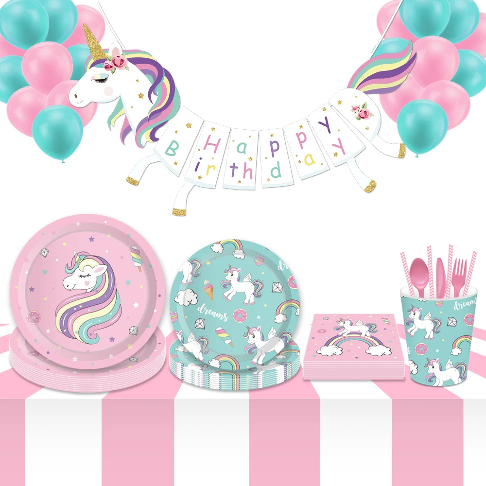 Sweet Rainbow Cartoon Animals Unicorn Birthday Party Disposable Tableware Sets Plates Banner Kids Baby Shower Party Decorations
Sweet Rainbow Cartoon Animals Unicorn Birthday Party Disposable Tableware Sets Plates Banner Kids Baby Shower Party Decorations