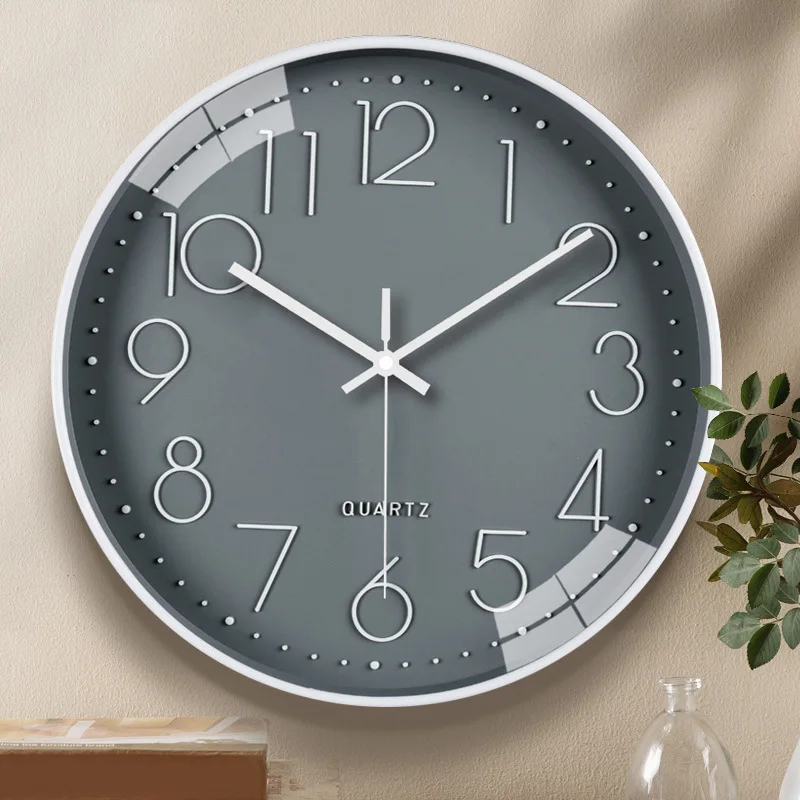 

12 Inch Large Black Wall Clock Brief Design Silent Hall Timepiece For Living Room Study Bedside Kitchen Electronic Home Decor