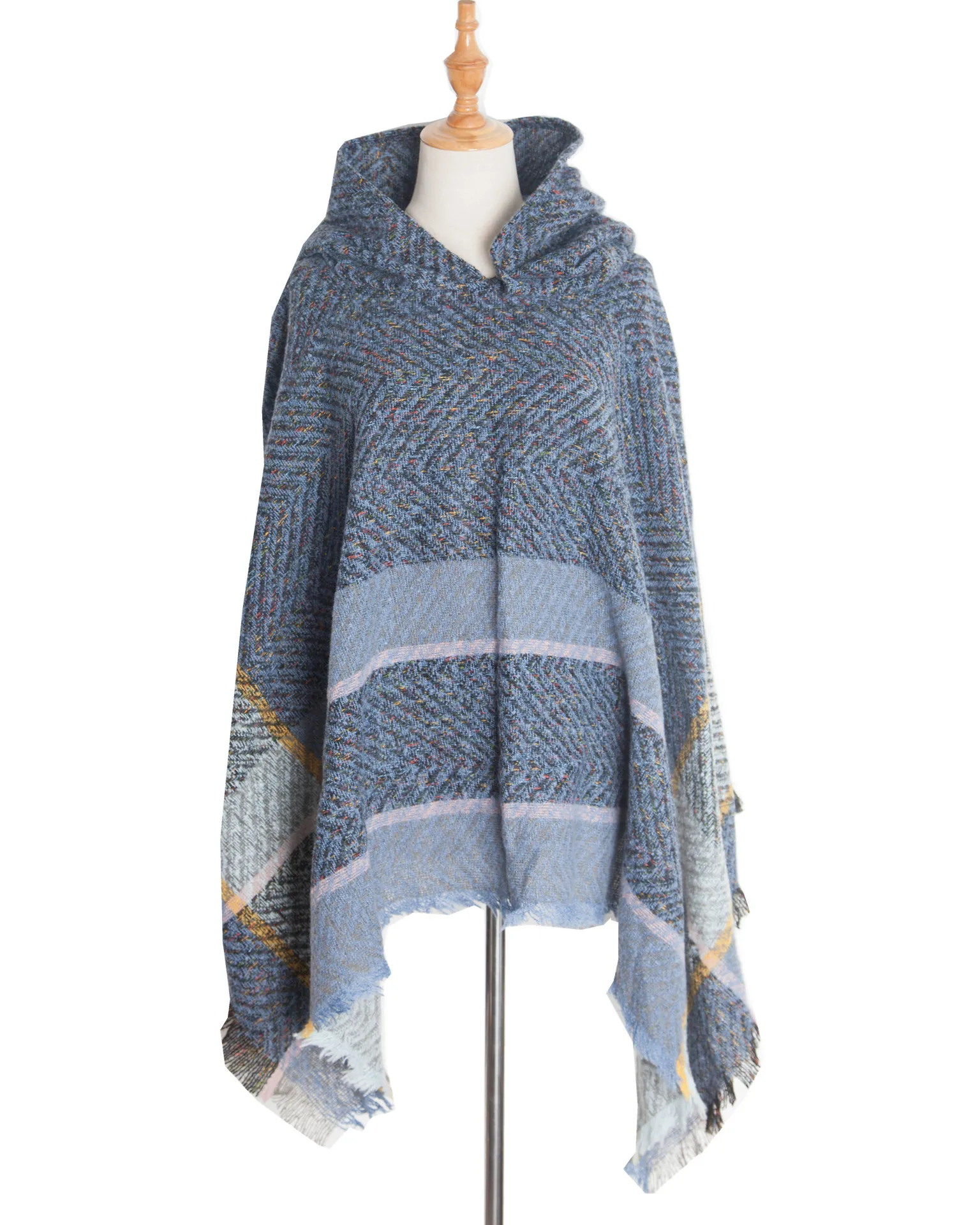 New Autumn Winter Fishbone Pattern Women's Hooded Cape Pullover Cape Women Poncho Lady Capes Blue Cloaks
New Autumn Winter Fishbone Pattern Women's Hooded Cape Pullover Cape Women Poncho Lady Capes Blue Cloaks