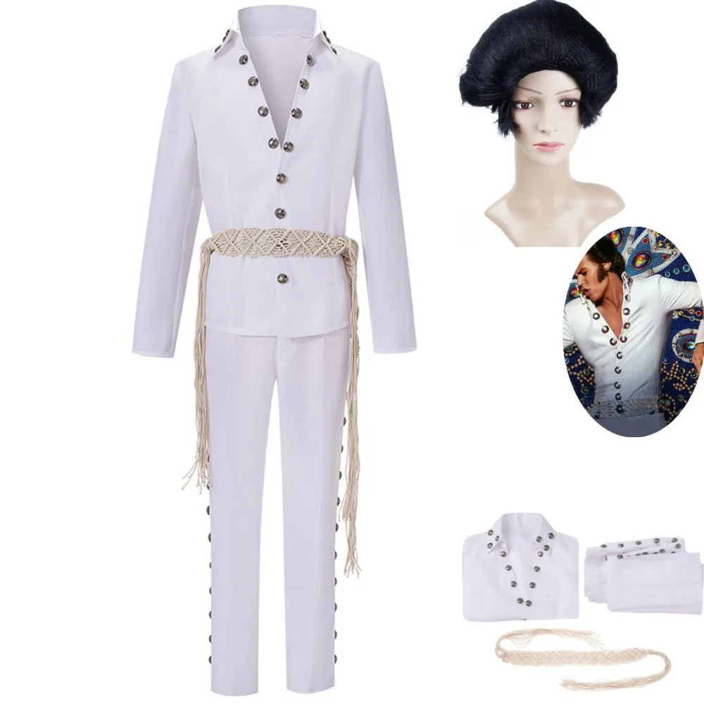 Newest Movies Elvis Presley Cosplay Costume The King Wig White Long Sleeved Uniform Man Halloween Masquerade Ball Suit
Newest Movies Elvis Presley Cosplay Costume The King Wig White Long Sleeved Uniform Man Halloween Masquerade Ball Suit