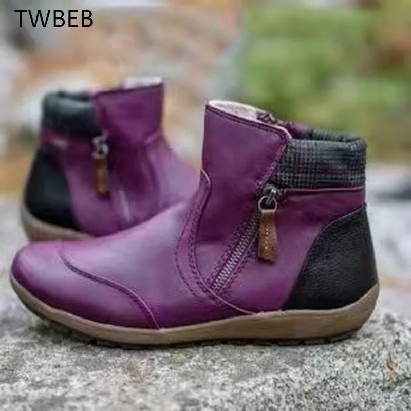 Ladies Autumn Winter Women's Boots Plus Size Vintage Splicing Round Toe Plus Velvet Zip Up Short Ankle Boots Warm Shoes Mujer
Ladies Autumn Winter Women's Boots Plus Size Vintage Splicing Round Toe Plus Velvet Zip Up Short Ankle Boots Warm Shoes Mujer