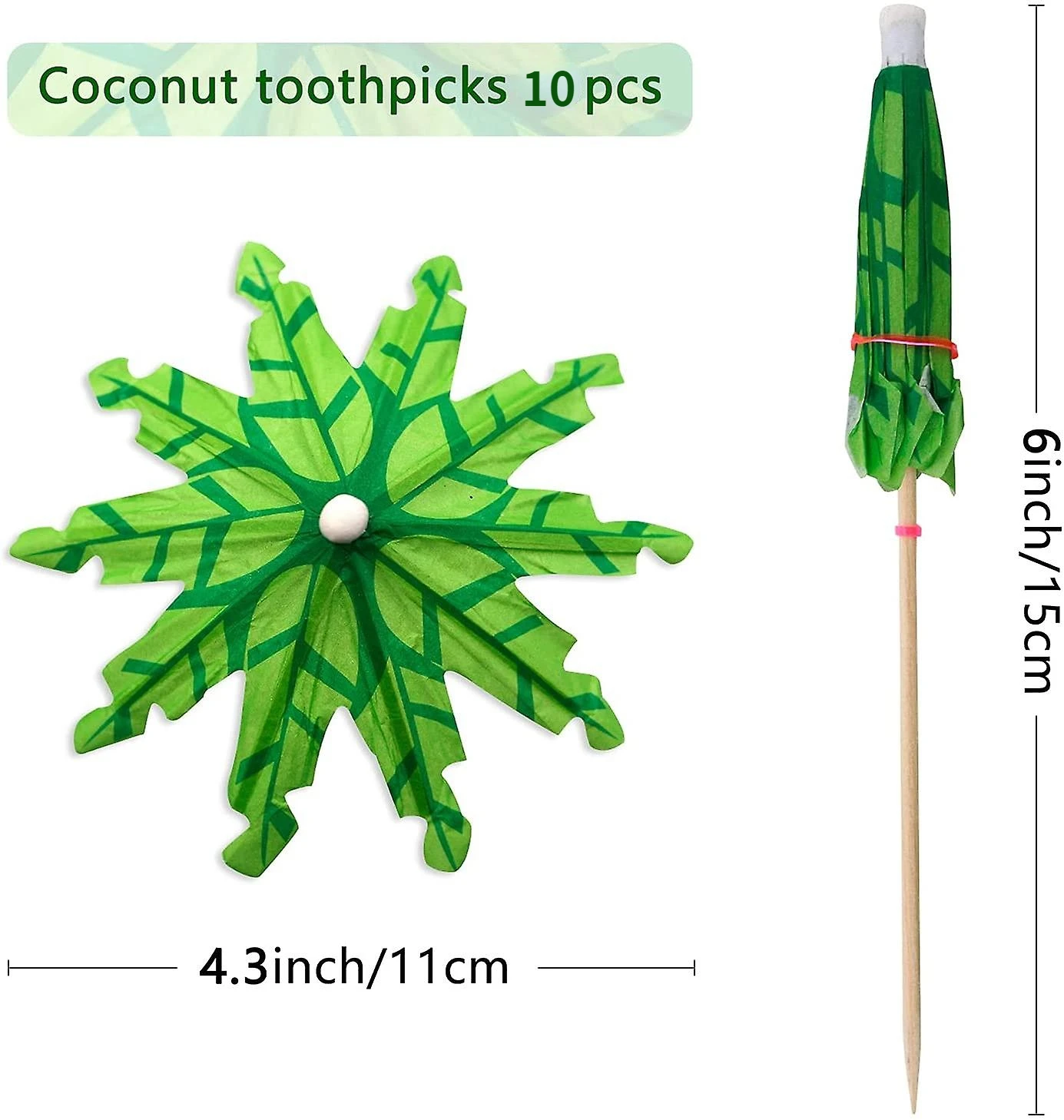10Pcs Green Tropical Coconut Palm Tree Cocktail Umbrella Picks Open Umbrella Diameter Toothpicks for Party Decorations Bars
10Pcs Green Tropical Coconut Palm Tree Cocktail Umbrella Picks Open Umbrella Diameter Toothpicks for Party Decorations Bars