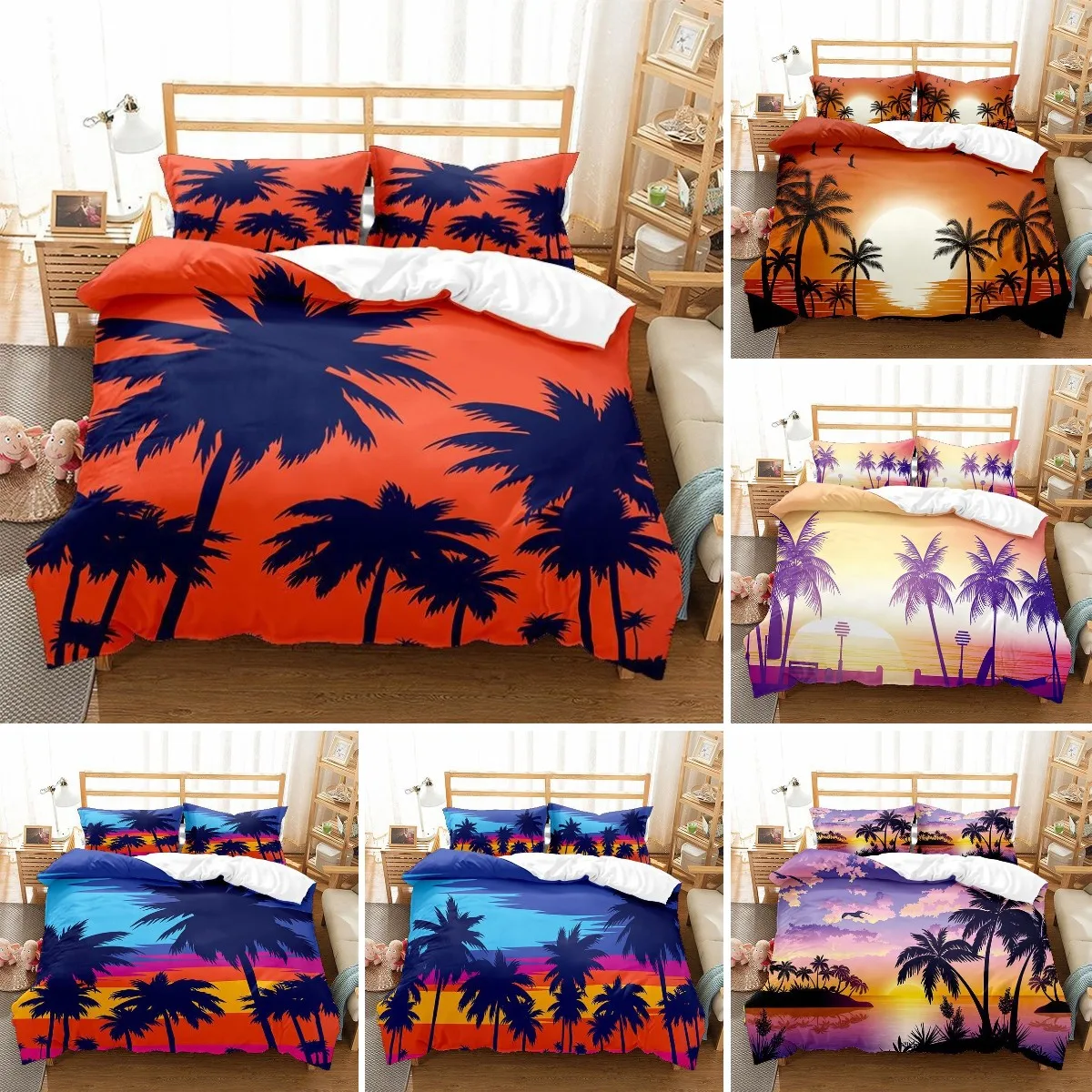 Tropical Duvet Cover Set King/Queen Size,Tropical Palm Trees Silhouette Bedding Set,Exotic Palm Grove Print Quilt Cover,orange
Tropical Duvet Cover Set King/Queen Size,Tropical Palm Trees Silhouette Bedding Set,Exotic Palm Grove Print Quilt Cover,orange