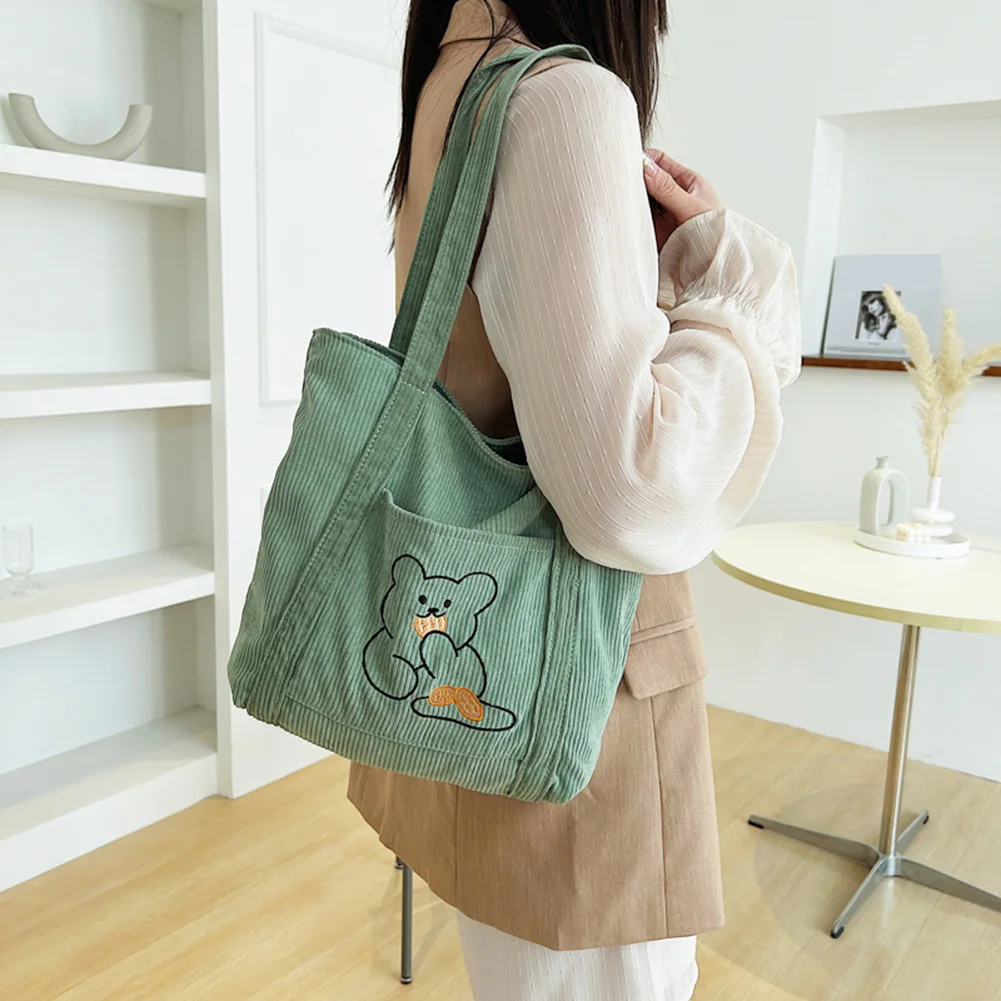 Women Corduroy Shoulder Bag Large-capacity Cartoon Bear Handbags Reusable Shopping Bookbag Casual Female Girl Tote
Women Corduroy Shoulder Bag Large-capacity Cartoon Bear Handbags Reusable Shopping Bookbag Casual Female Girl Tote