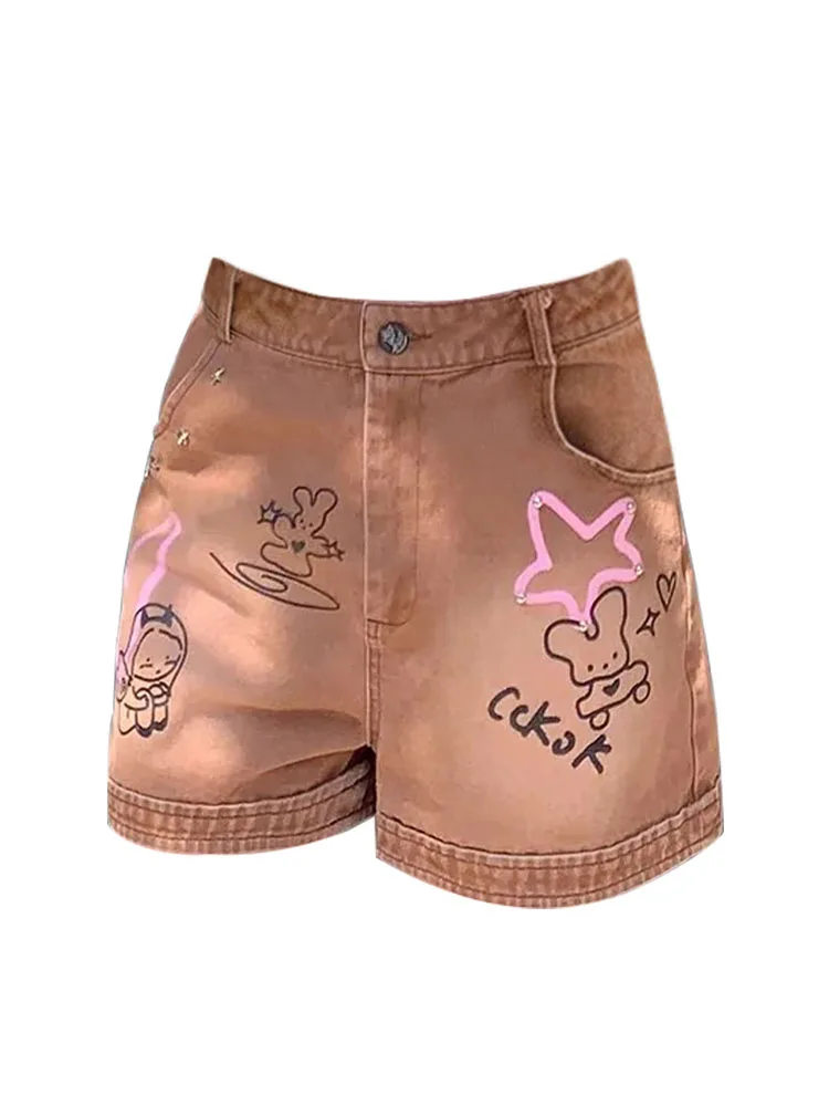 Женские джинсовые шорты в стиле ретро с принтом граффити
Женские джинсовые шорты в стиле ретро с принтом граффити