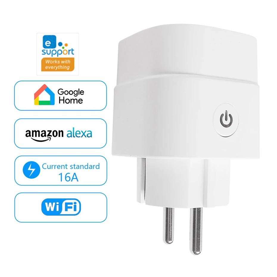 

Smart WiFi Plug with Power Monitor Sockets 16A EU Timing Function Ewelink APP Control Works with Alexa Google Assistant Yandex