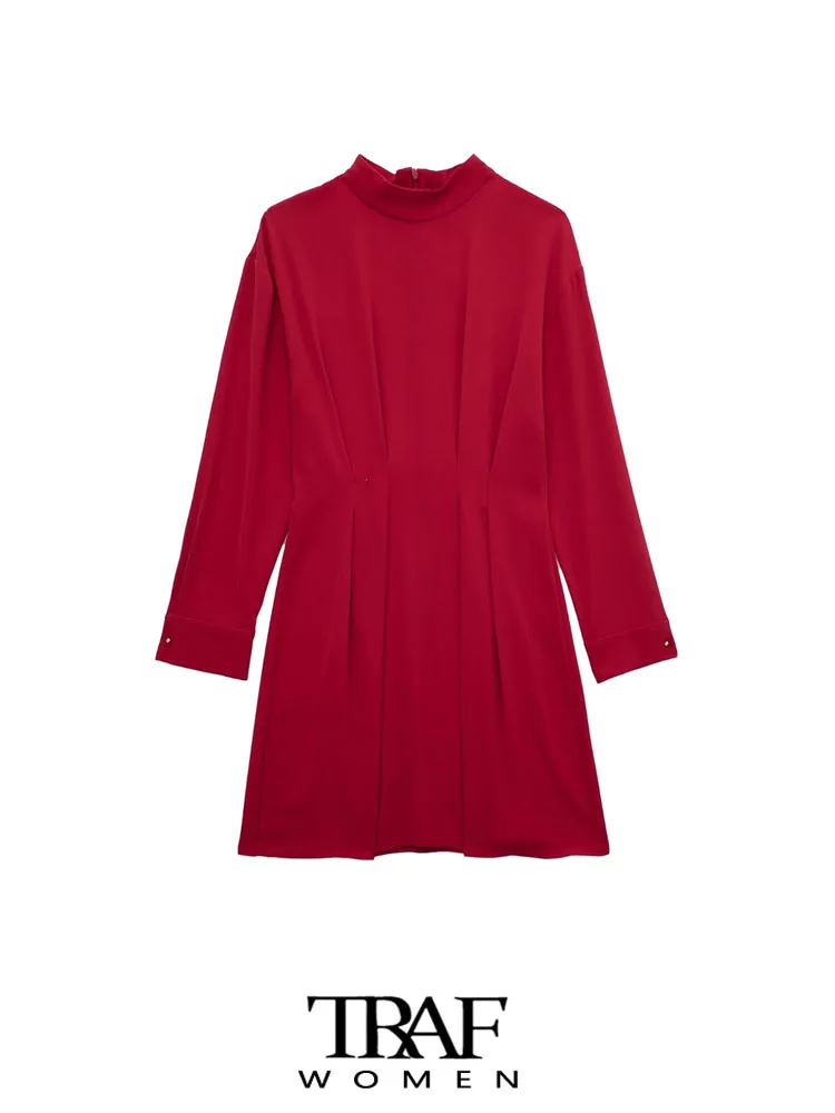 TRAF Women Fashion Pleated Fitted Mini Dress Vintage Long Sleeve Back Zipper Female Dresses Vestidos Mujer
TRAF Women Fashion Pleated Fitted Mini Dress Vintage Long Sleeve Back Zipper Female Dresses Vestidos Mujer