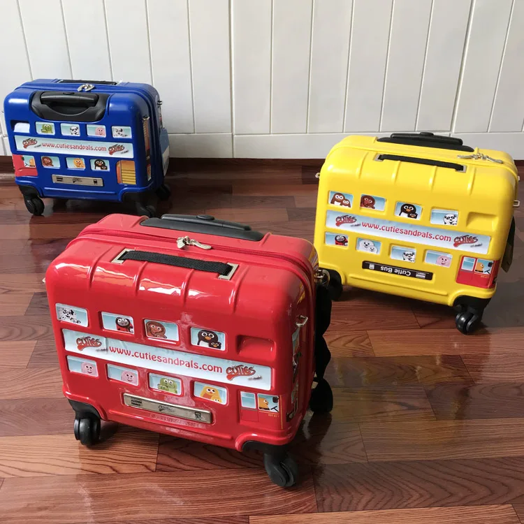 

Cartoon Children Rolling Luggage Spinner London Bus Car 16 Inch Cabin Carry Ons Student Travel Bag Boys Kid Suitcase