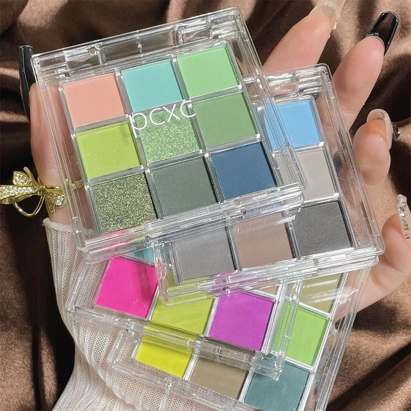 

9 Colors Blue Green Eyeshadow Pallete Makeup Blue Eye Shimmer Glitter Matte Eye Shadow Shades Neon Pigments Cosmetics