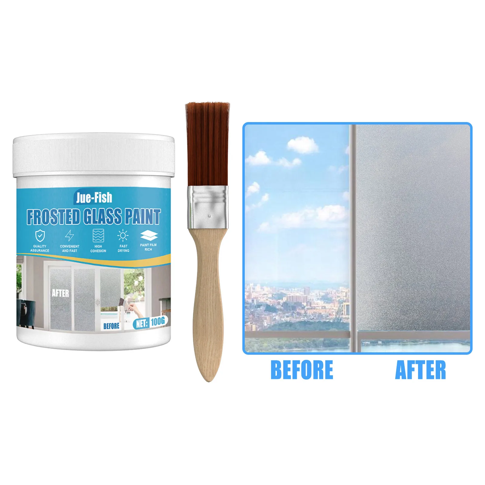100g Frosted Glass Cream Paint With Brush Convert Clear Glass Surface To Frosted Glass Surface Privacy Protection Waterproof
100g Frosted Glass Cream Paint With Brush Convert Clear Glass Surface To Frosted Glass Surface Privacy Protection Waterproof