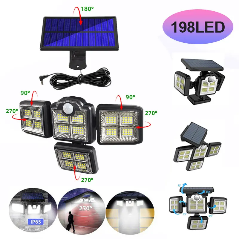 198LED/198COB Solar light lamp Solar Outdoor Lighting motion sensor light Waterproof Auto On 3 Mode Street light
198LED/198COB Solar light lamp Solar Outdoor Lighting motion sensor light Waterproof Auto On 3 Mode Street light