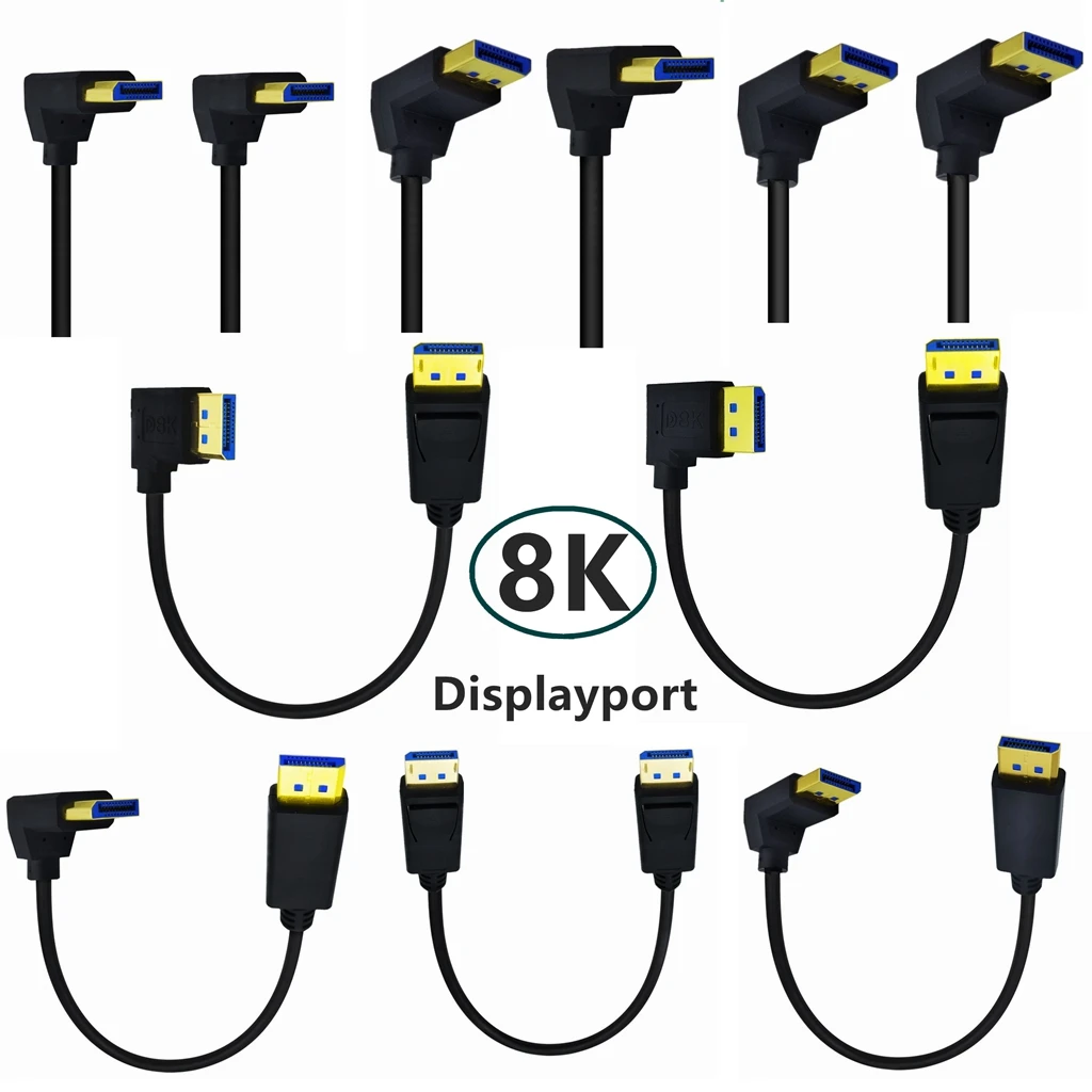 

Угловой кабель DisplayPort 1,4 с углом 90 градусов, 8K, 4K, HDR, 165 Гц, адаптер DisplayPort для видео, ПК, ноутбука, ТВ, высокоскоростной кабель DP 32,4 Гбит/с