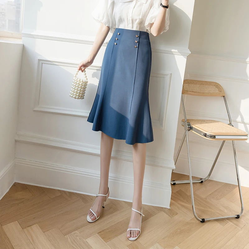 Women Solid Tight Hip High Waist Temperament Fashion Skirts Female Elegant Double Breasted Mermaid Skirts Office Ladies Harajuku
Women Solid Tight Hip High Waist Temperament Fashion Skirts Female Elegant Double Breasted Mermaid Skirts Office Ladies Harajuku