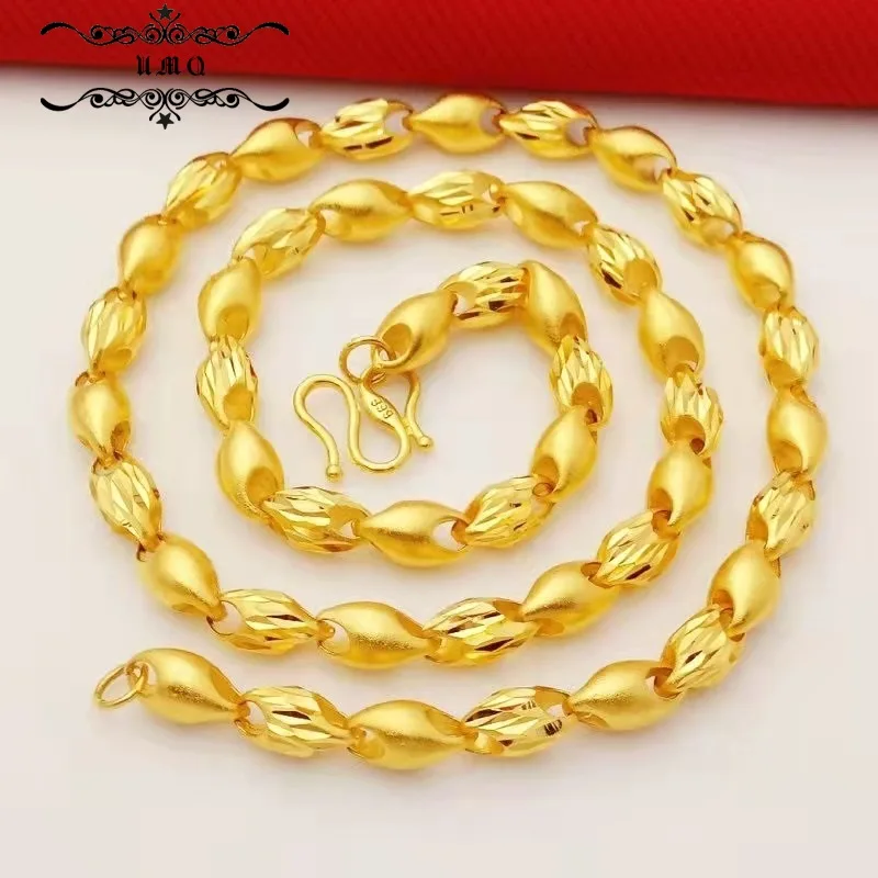 

Вьетнамское ожерелье Shajin из пшеницы, Женская цепочка до ключиц, набор из латуни с золотым покрытием, цепочка, светлый Роскошный Универсальн...