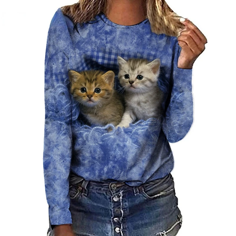 Spring Autumn Women Clothes Funny Cute Cat 3D Print Shirt Casual Pullovers Tops Long Sleeve T-Shirts Lady Clothing Fashion Tops
Spring Autumn Women Clothes Funny Cute Cat 3D Print Shirt Casual Pullovers Tops Long Sleeve T-Shirts Lady Clothing Fashion Tops