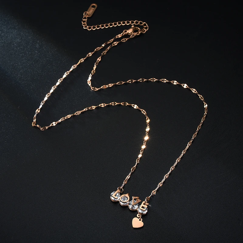 KIOOZOL stainless steel love letter necklace rose gold color chain on neck 2022 fashion jewelry wedding accessories 339 KO2
KIOOZOL stainless steel love letter necklace rose gold color chain on neck 2022 fashion jewelry wedding accessories 339 KO2