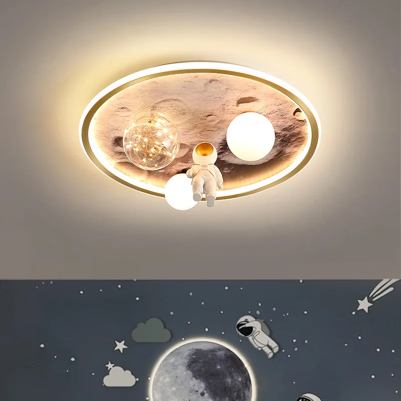 Spaceman children's room light boy room light creative cartoon moon astronaut bedroom light led ceiling lamp 
Spaceman children's room light boy room light creative cartoon moon astronaut bedroom light led ceiling lamp