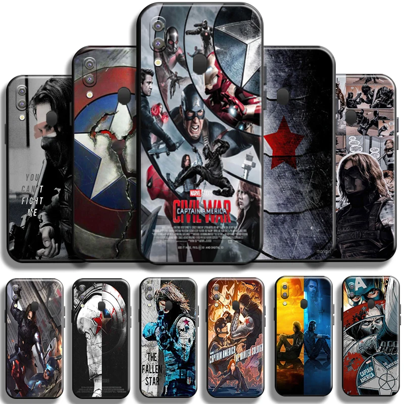 

Captain America Winter Soldier Phone Case For Samsung Galaxy M20 Cases Shockproof Back Coque Funda Black Cover Liquid Silicon