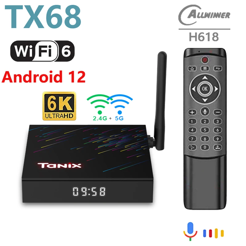 ТВ-приставка TANIX TX68 Android 12 Allwinner H618 4 ГБ 32 ГБ 64 Гб Wifi6 2,4G 5,8G Wifi 1080p телеприставка AV1 BT5.0 6K медиаплеер
ТВ-приставка TANIX TX68 Android 12 Allwinner H618 4 ГБ 32 ГБ 64 Гб Wifi6 2,4G 5,8G Wifi 1080p телеприставка AV1 BT5.0 6K медиаплеер