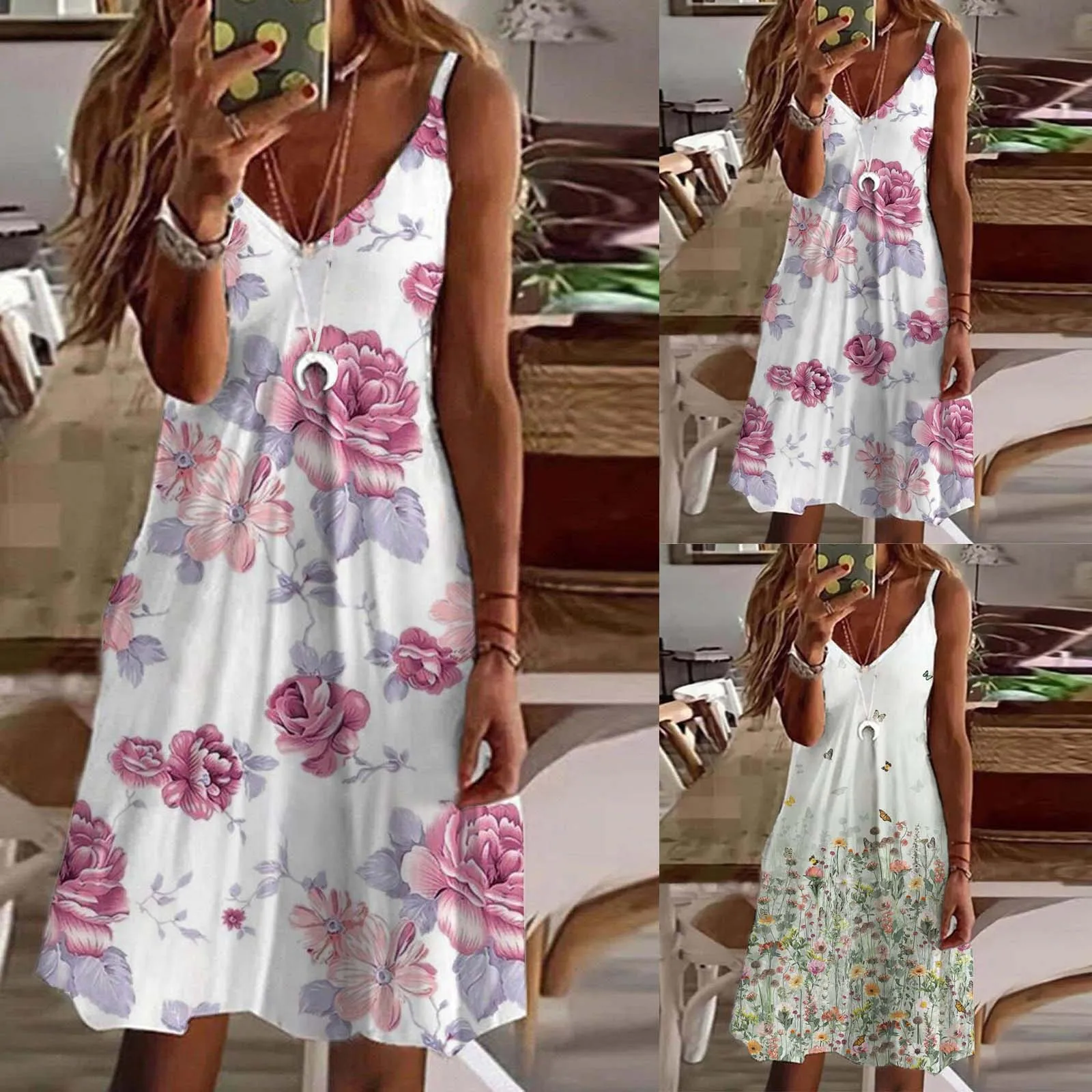 Платье женское средней длины с V-образным вырезом, Модный повседневный пляжный сарафан без рукавов в стиле бохо, Джинсовый джемпер, на лето 
Платье женское средней длины с V-образным вырезом, Модный повседневный пляжный сарафан без рукавов в стиле бохо, Джинсовый джемпер, на лето