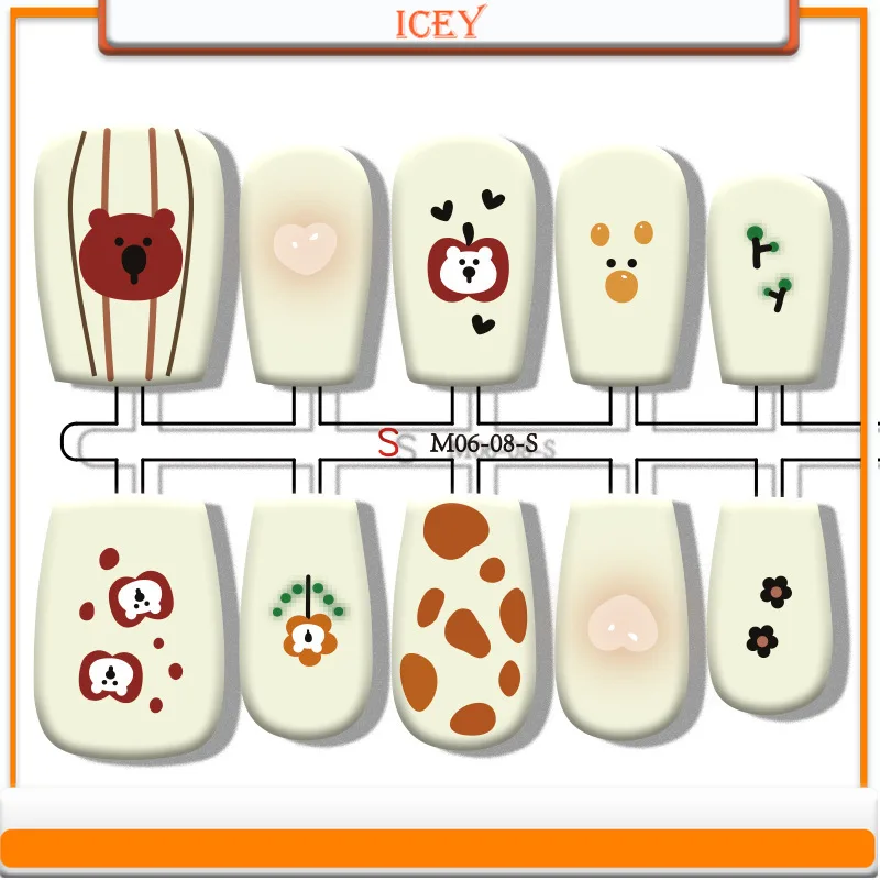 Icey Beauty окрашенный маленький медвежонок нажмите на ногти полуручная работа