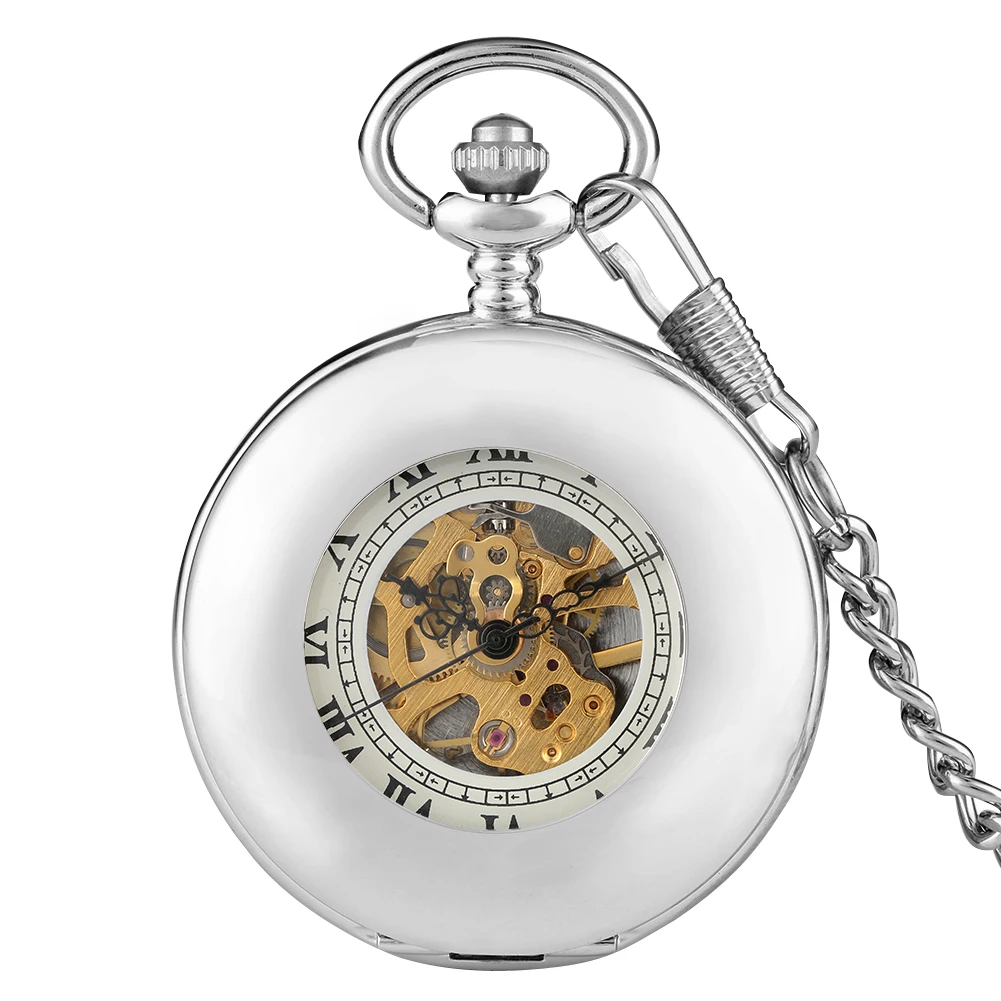Mirror Smooth Half Hunter Silver Mechanical Pocket Watch Hand-Winding Mechanism Movement Roman Numerals Dial Manual Pocket Clock
Mirror Smooth Half Hunter Silver Mechanical Pocket Watch Hand-Winding Mechanism Movement Roman Numerals Dial Manual Pocket Clock
