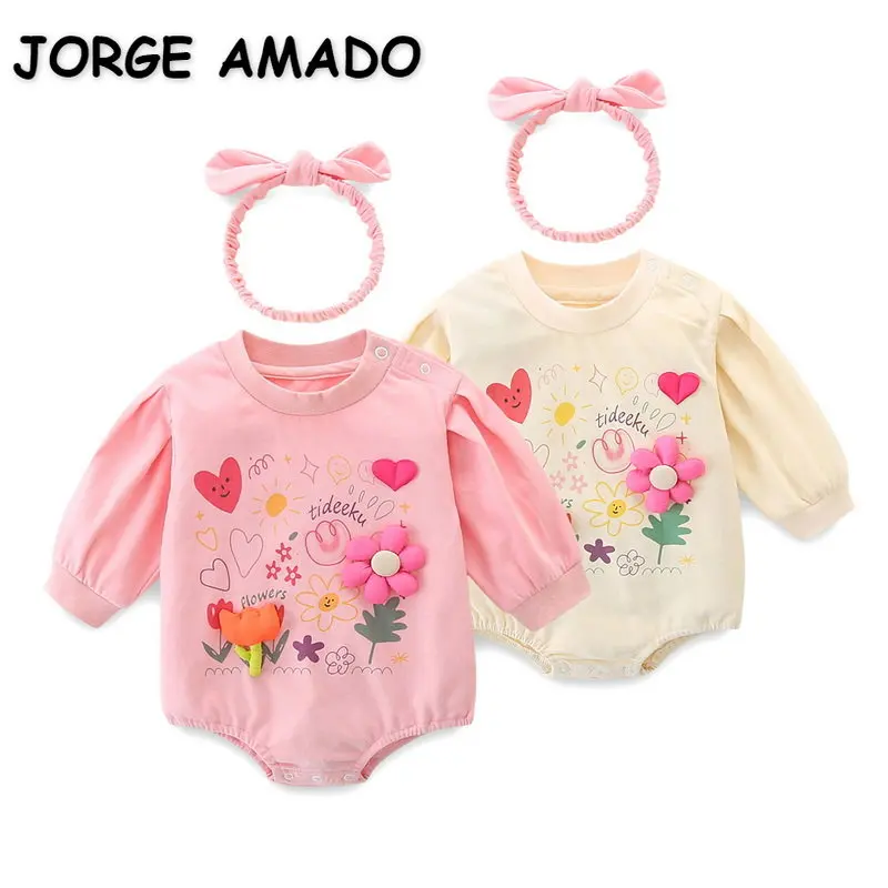 New Autumn Baby Girl Bodysuit Pink Beige Round Collar Long Sleeves Appliques Cartoon Jumpsuit Newborn Outwear E3028 
New Autumn Baby Girl Bodysuit Pink Beige Round Collar Long Sleeves Appliques Cartoon Jumpsuit Newborn Outwear E3028