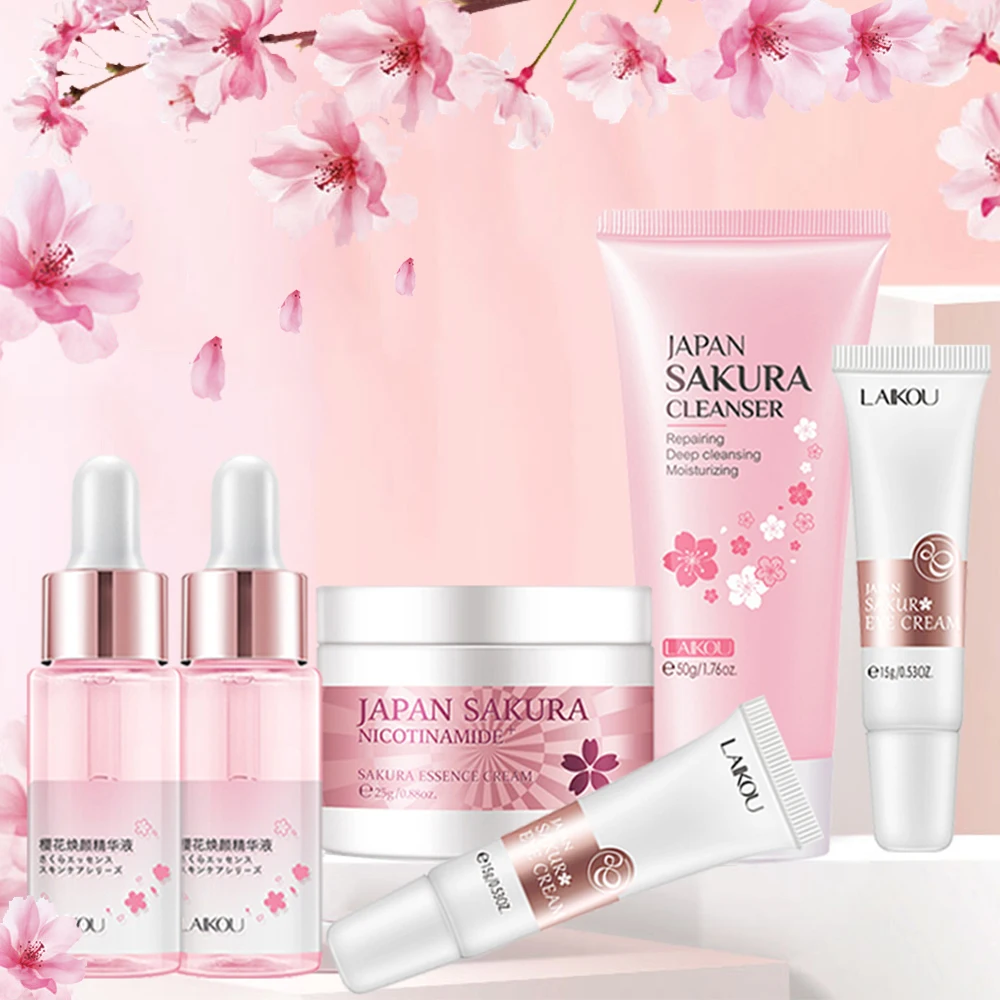 Sakura Skin Care Set Moisturizing Hydration Repair Firming Face Cream Care Fade Fine Lines Eye Care Rejuvenating Essence kit
Sakura Skin Care Set Moisturizing Hydration Repair Firming Face Cream Care Fade Fine Lines Eye Care Rejuvenating Essence kit