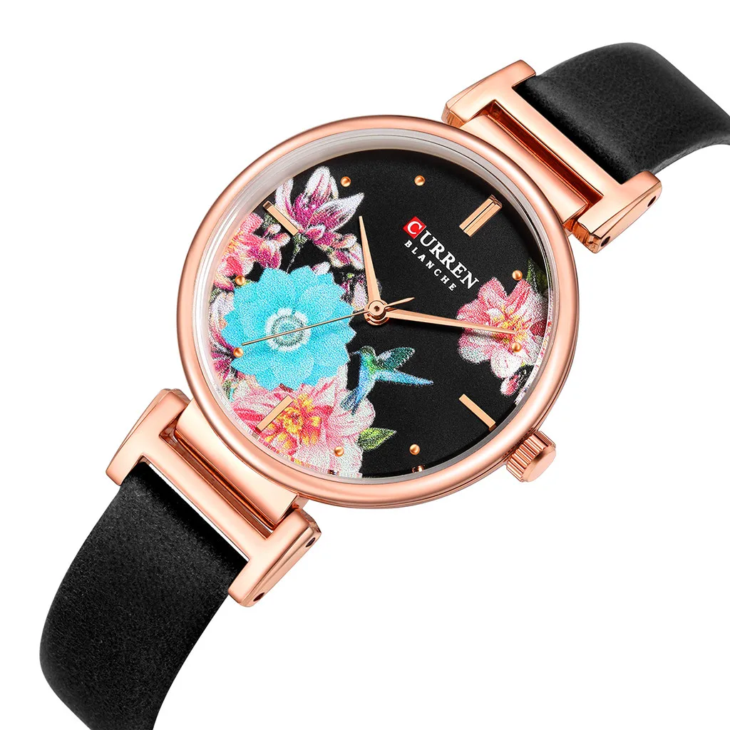 Часы женские водонепроницаемые с ремешком и цветком, ультратонкие 
Часы женские водонепроницаемые с ремешком и цветком, ультратонкие