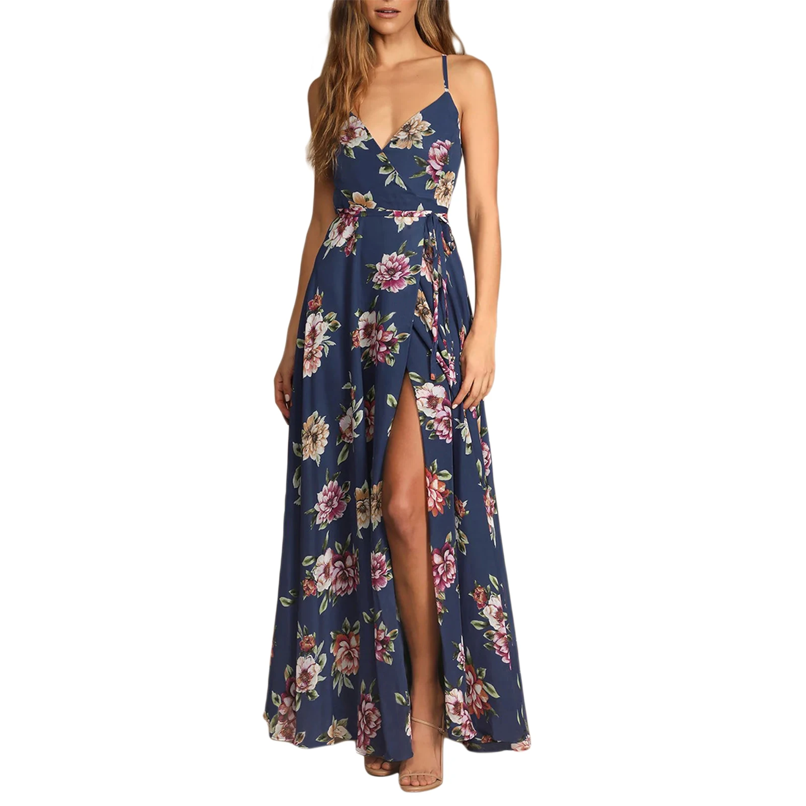 Women’s Elegant Suspender Long Dress Fashion Flower Print V-Neck Tie-up Slit Large Swing Dress Party Bridesmaid Vestidos
Women’s Elegant Suspender Long Dress Fashion Flower Print V-Neck Tie-up Slit Large Swing Dress Party Bridesmaid Vestidos