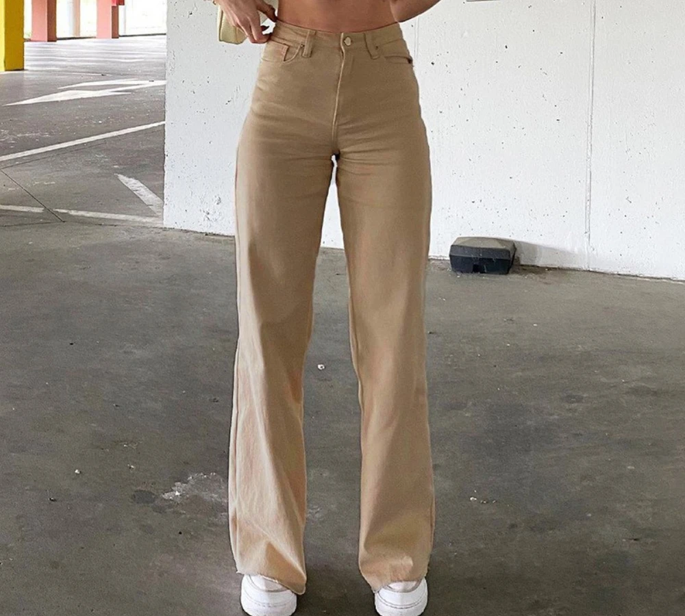 New Fashion Solid Color Denim Women's Loose and Slim High Waist Straight Tube Casual Comfortable Trousers
New Fashion Solid Color Denim Women's Loose and Slim High Waist Straight Tube Casual Comfortable Trousers