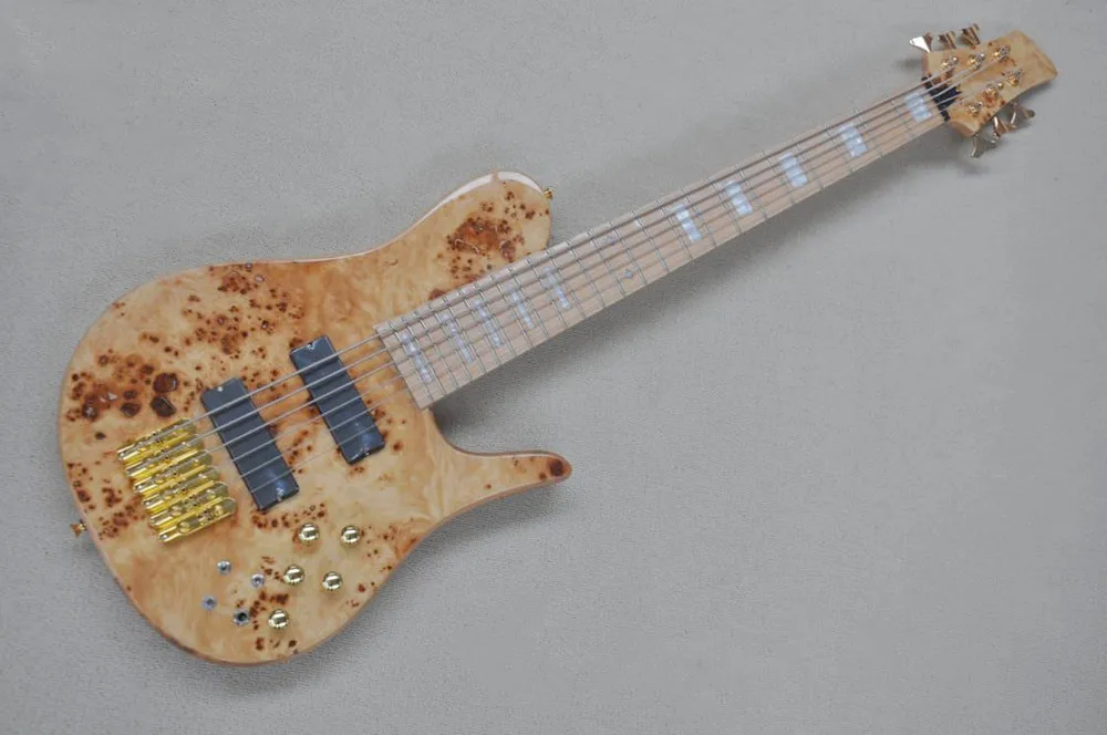 

6 Strings Maple Neck Electric Bass Guitar with Gold Hardware,Neck Through Body,Provide Customized Services