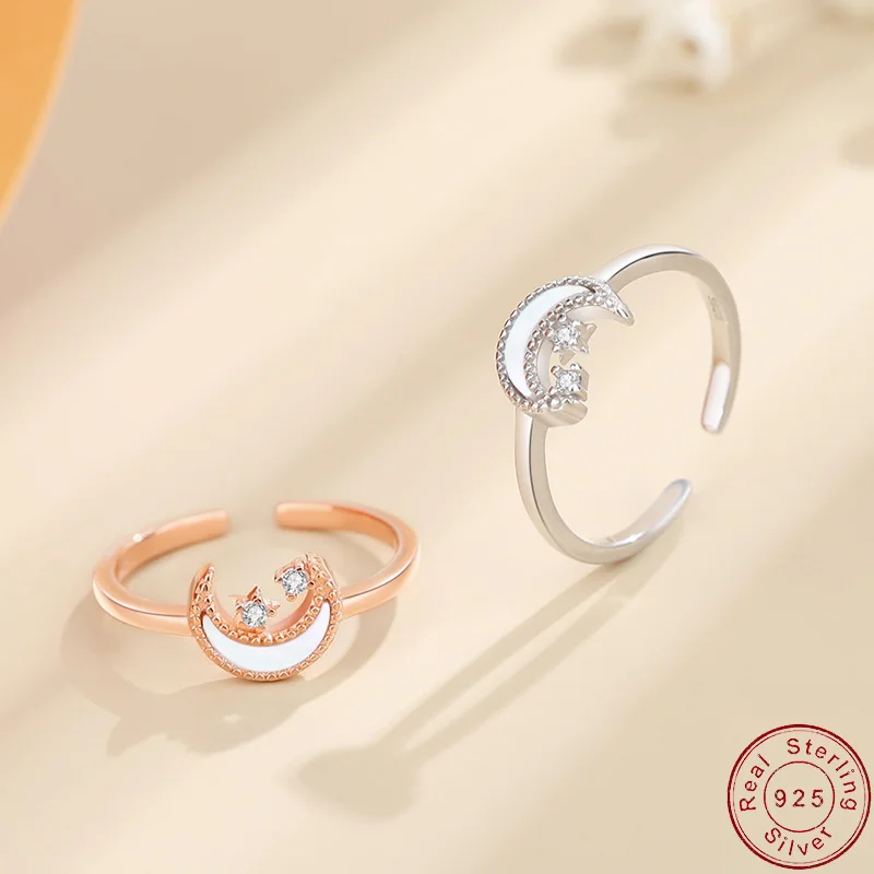 European AAA CZ Moon Star S925 Sterling Silver Finger Ring For Women Birthday Party Gift Fine Jewelry
European AAA CZ Moon Star S925 Sterling Silver Finger Ring For Women Birthday Party Gift Fine Jewelry