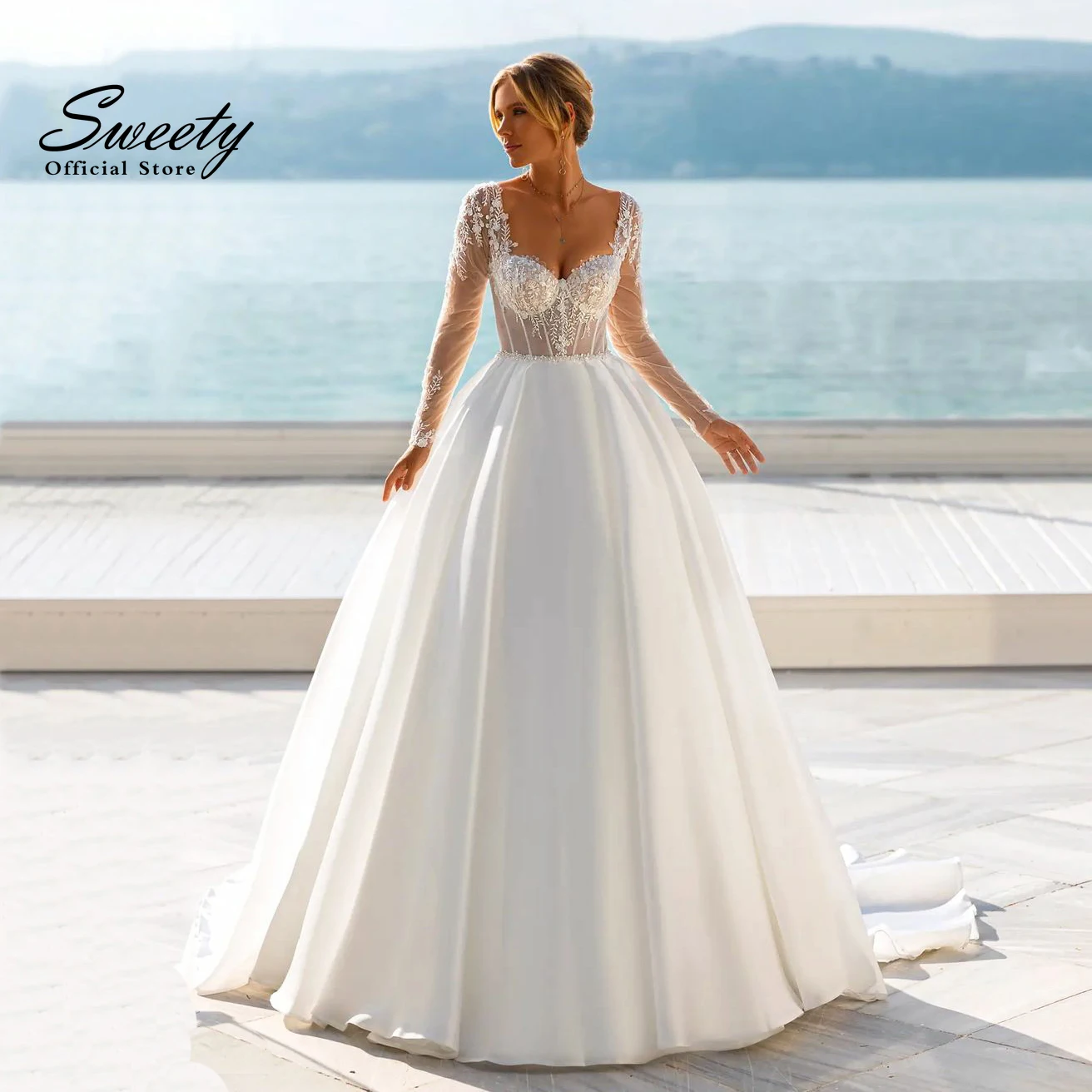 Elegant Wedding Dress Matte Satin With Organza With Embroidery Ball Gown Sweetheart Boat Neck Sleeveless Gowns Robes De Mariée
Elegant Wedding Dress Matte Satin With Organza With Embroidery Ball Gown Sweetheart Boat Neck Sleeveless Gowns Robes De Mariée