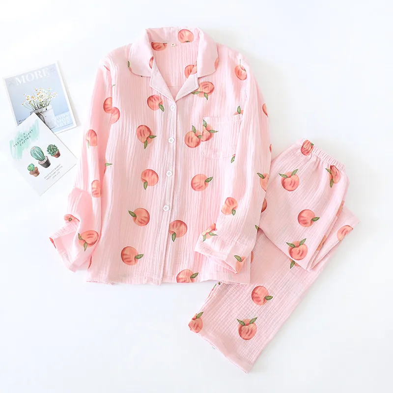 Women Pajama Set Female Winter Pajamas Suit Cute Sweet Casual Loose Long Sleeve Trousers Cotton Crepe Sleep Wear Pijama De Mujer
Women Pajama Set Female Winter Pajamas Suit Cute Sweet Casual Loose Long Sleeve Trousers Cotton Crepe Sleep Wear Pijama De Mujer