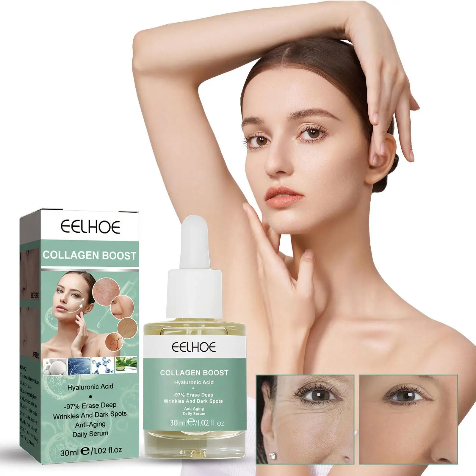 30ml Advanced Collagen Boost Anti Aging Daily Serum Anti Wrinkle Dark Spots Hyaluronic Acid Whitening Moisturizing Face Care
30ml Advanced Collagen Boost Anti Aging Daily Serum Anti Wrinkle Dark Spots Hyaluronic Acid Whitening Moisturizing Face Care