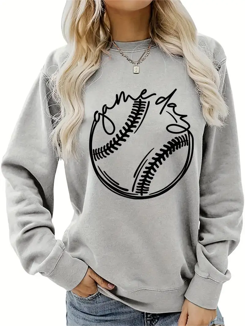 Baseball Print Pullover Sweatshirt Casual Long Sleeve Crew Neck Sweatshirt For Fall & Winter Women's Clothing 
Baseball Print Pullover Sweatshirt Casual Long Sleeve Crew Neck Sweatshirt For Fall & Winter Women's Clothing