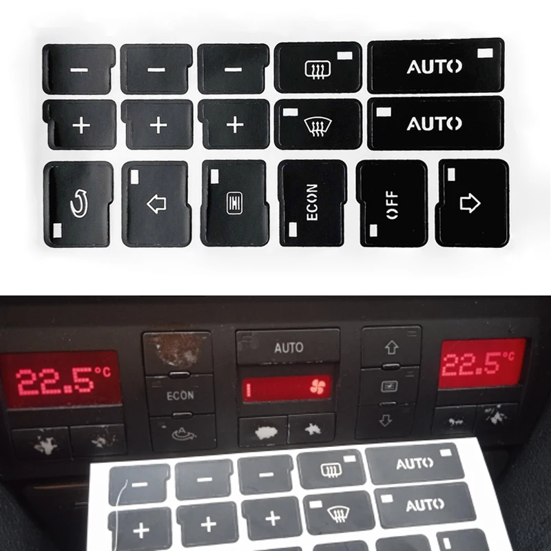 1 шт. наклейки на кнопки кондиционера для автомобилей Audi A4 B6 B7 2000-2004 GMC Chevrolet 2007-2015 |
