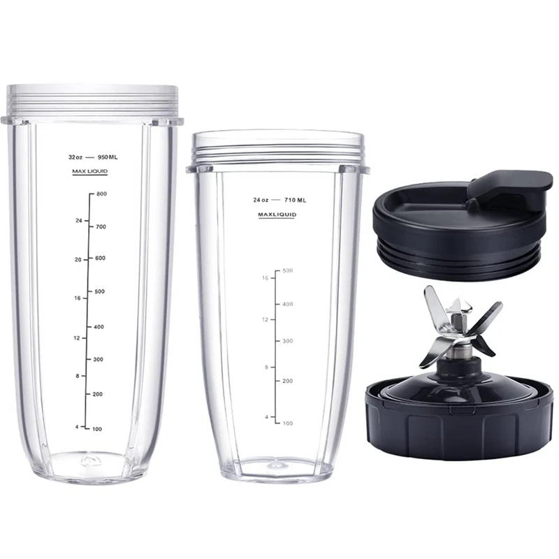 Blender 32Oz&24Oz Cup And With Lids, 7 Fins Extractor Blade, For Nutri Ninja BL480-30 BL483-30
Blender 32Oz&24Oz Cup And With Lids, 7 Fins Extractor Blade, For Nutri Ninja BL480-30 BL483-30