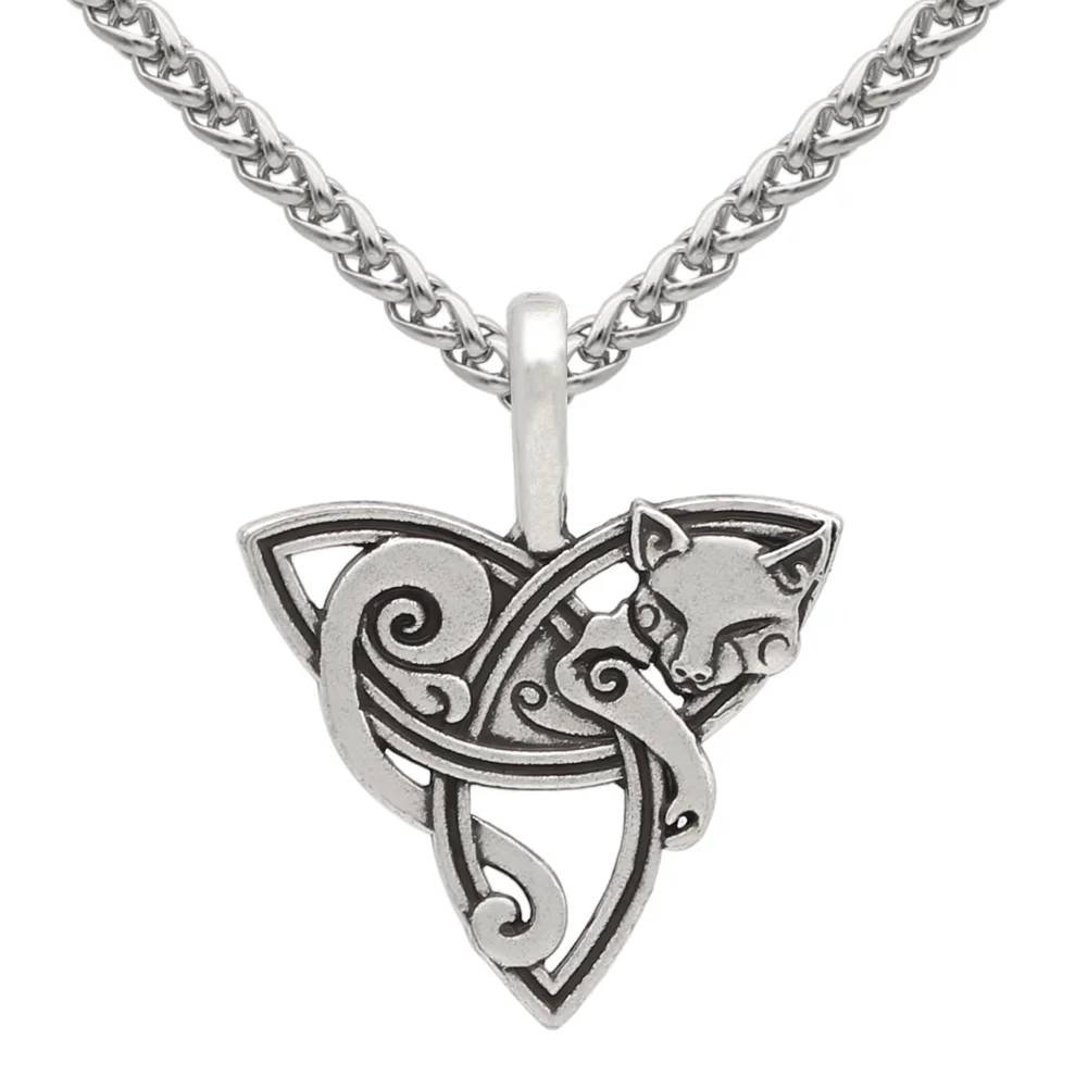Колье с кулоном в стиле викингов Лисичка Triquetra Fenrir подвеска виде животного