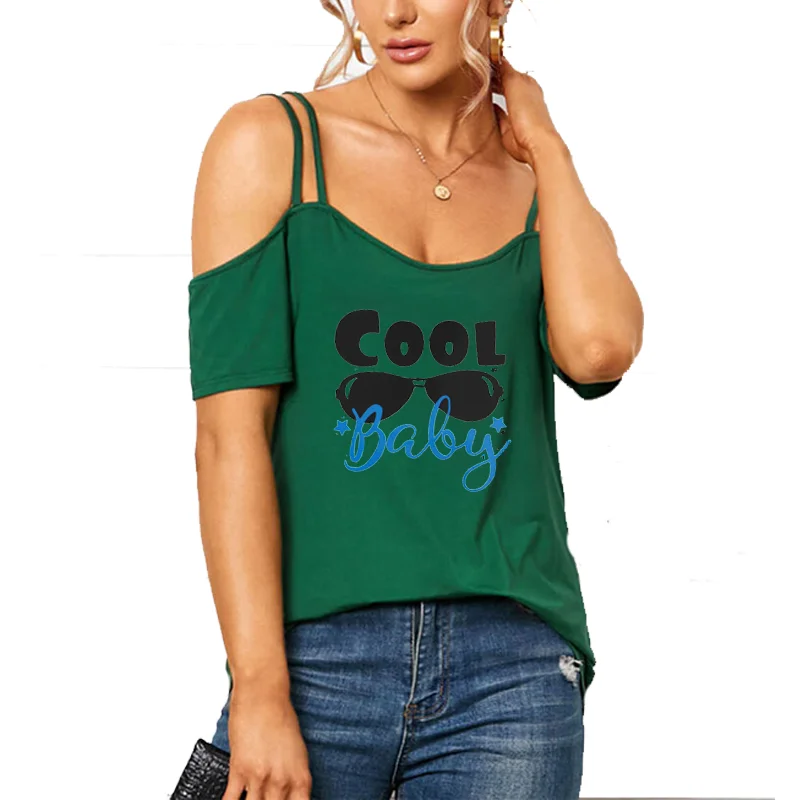 Summer new print cool baby text with sunglasses U-neck sling off shoulder loose casual top T-shirt women
Summer new print cool baby text with sunglasses U-neck sling off shoulder loose casual top T-shirt women