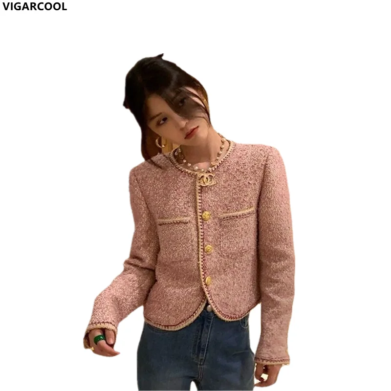 Korean style Small fragrance Coat Female 2022 Autumn retro Ladies High-end Temperament Coat women's High quality pink Jacket
Korean style Small fragrance Coat Female 2022 Autumn retro Ladies High-end Temperament Coat women's High quality pink Jacket