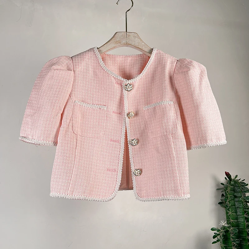 Runway Small Fragrance French Summer Women's Flower Button Tweed Woolen Pocket Elegant Luxury Vintage Coat Jacket Outwear Top
Runway Small Fragrance French Summer Women's Flower Button Tweed Woolen Pocket Elegant Luxury Vintage Coat Jacket Outwear Top