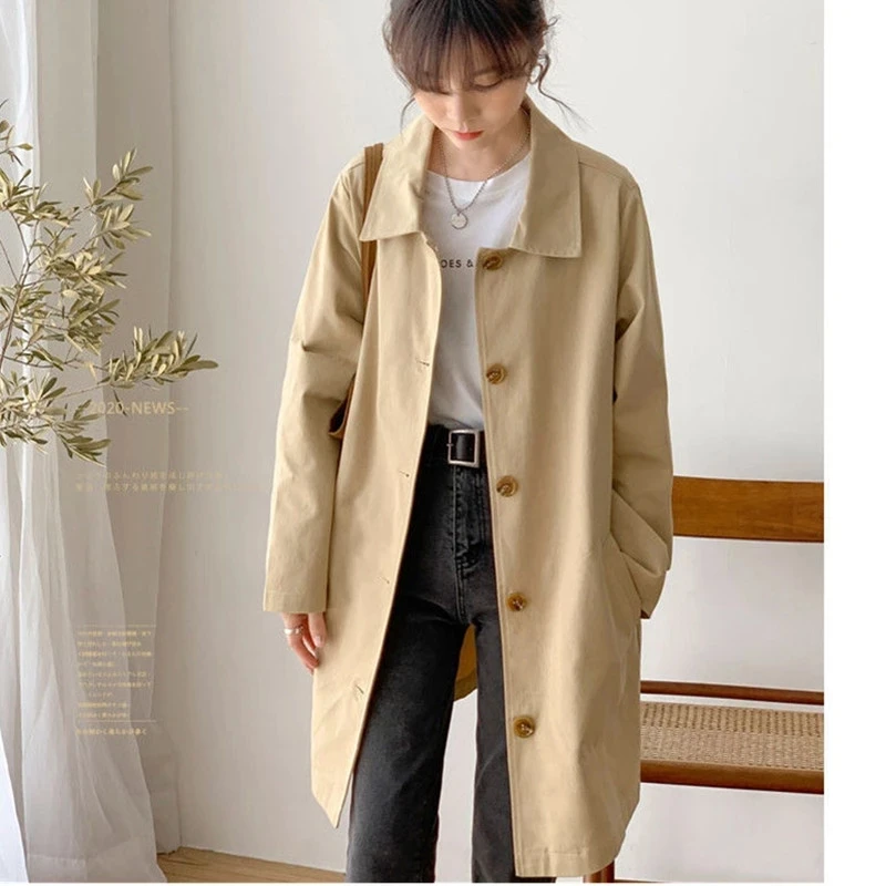 2022 Spring Casaco Feminino Trench Coat Women Loose Windbreaker Coat Female Black Mid-Length Cardigan Outerwear Female
2022 Spring Casaco Feminino Trench Coat Women Loose Windbreaker Coat Female Black Mid-Length Cardigan Outerwear Female