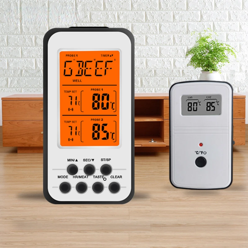 Digital BBQ Thermometer Wireless Kitchen Oven Food Cooking Grill Smoker Meat Thermometer with Probe and Timer Temperature Alarm
Digital BBQ Thermometer Wireless Kitchen Oven Food Cooking Grill Smoker Meat Thermometer with Probe and Timer Temperature Alarm