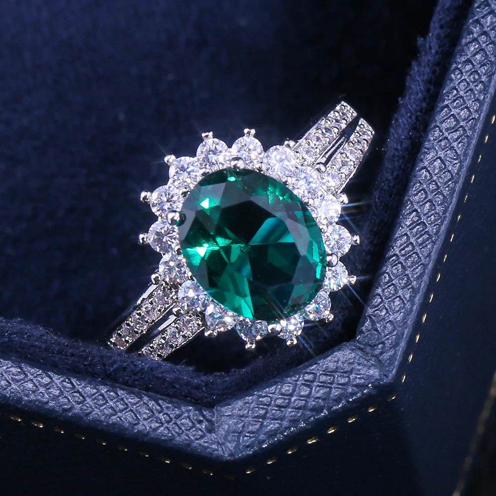 New Wedding Anniversary Commemorative Ring Flower Shaped Wedding Ring, Green Zircon Ring Luxury Birthday Gift for Girlfriend
New Wedding Anniversary Commemorative Ring Flower Shaped Wedding Ring, Green Zircon Ring Luxury Birthday Gift for Girlfriend