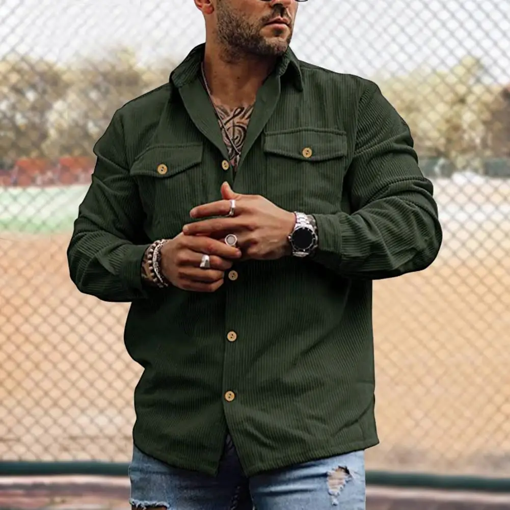 Men Shirt Solid Color Buttons Single-breasted Flap Pockets Long Sleeves Cardigan Casual Turn-down Collar Soft Autumn Tops Daily
Men Shirt Solid Color Buttons Single-breasted Flap Pockets Long Sleeves Cardigan Casual Turn-down Collar Soft Autumn Tops Daily