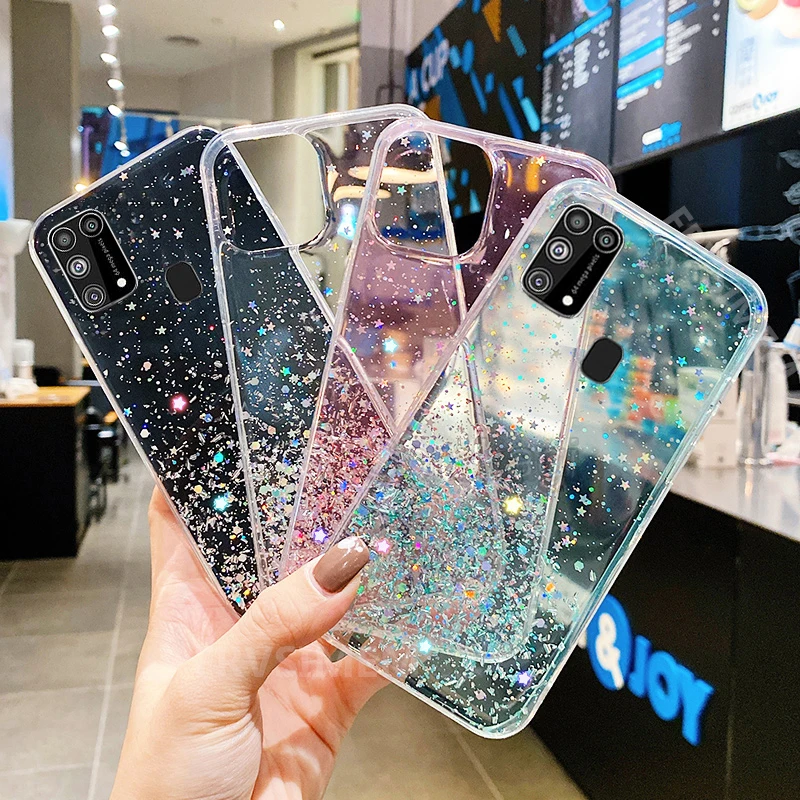 Блестящий бриллиантовый чехол со звездой для Samsung Galaxy M51 S21 S20 FE 5G M21 M31 A32 A31 A41 A51 A71 A11
