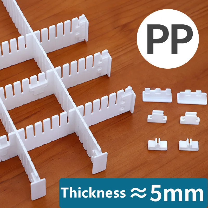 Thicken 5mm DIY Adjustable Plastic Drawer Divider Bedroom Cabinets Plastic Divider For Drawers Socks Bra Division Organizer 5Pcs 
Thicken 5mm DIY Adjustable Plastic Drawer Divider Bedroom Cabinets Plastic Divider For Drawers Socks Bra Division Organizer 5Pcs